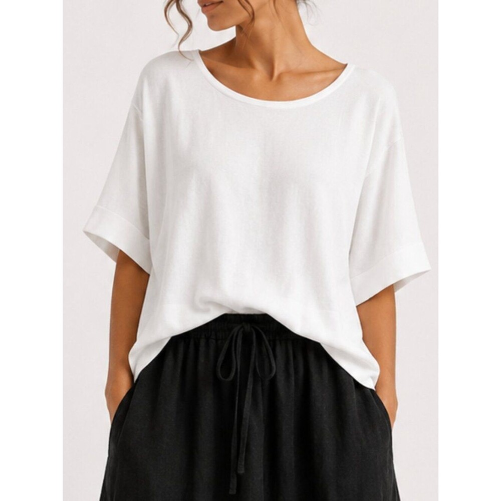 Investments Short Sleeve Lightweight Top in White Plus Size 2X NWT Lagenlook